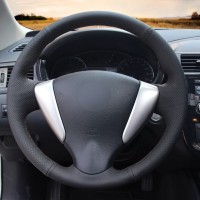 Оплетка на руль из «Premium» экокожи Nissan Sylphy 2014-2017 г.в. (черная)