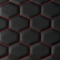 Экокожа стёганая «intipi» Ballstep (чёрный/красный, ширина 1.35 м, толщина 5.85 мм)