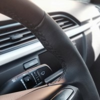 Оплетка на руль из натуральной кожи Kia Picanto III 2017-н.в. (для замены штатной кожи, черная)