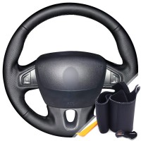 Оплетка на руль из «Premium» экокожи Renault Kangoo ll 2014-2020 г.в. (мультируль, черная)