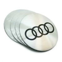Наклейки на ступичные колпачки «Audi» Ø60 (серебристые)