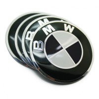Наклейки на ступичные колпачки «BMW BLACK» Ø60 (чёрные)