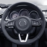 Оплетка на руль из «Premium» экокожи Mazda 6 Atenza 2017-2019 г.в. (для руля со штатной кожей, черная)