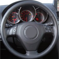 Оплетка на руль из «Premium» экокожи Mazda 5 2004-2010 г.в. (черная)