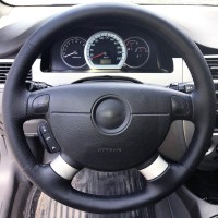 Оплетка на руль из натуральной кожи Chevrolet Lachetti 2004-2013 г.в. (для руля без штатной кожи, черная)
